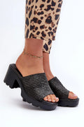 Sandales femmes design moderne audacieux tressage noir talon massif confortable plateforme 2.5 cm cuir suédé éco amovible