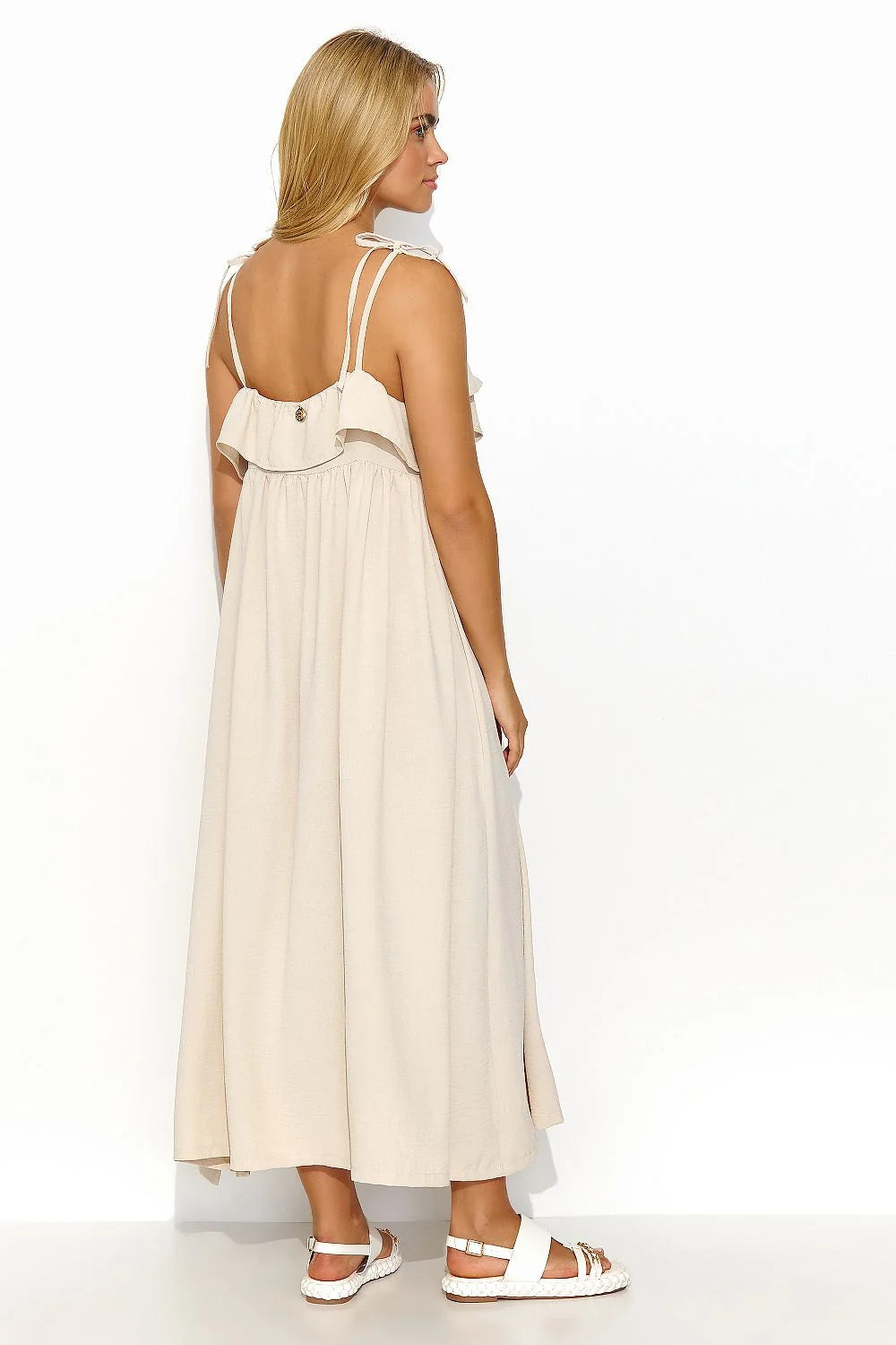 Robe de jour longue oversize bretelles fines tissu fluide été printemps style bohème décontractée volants élégante femme