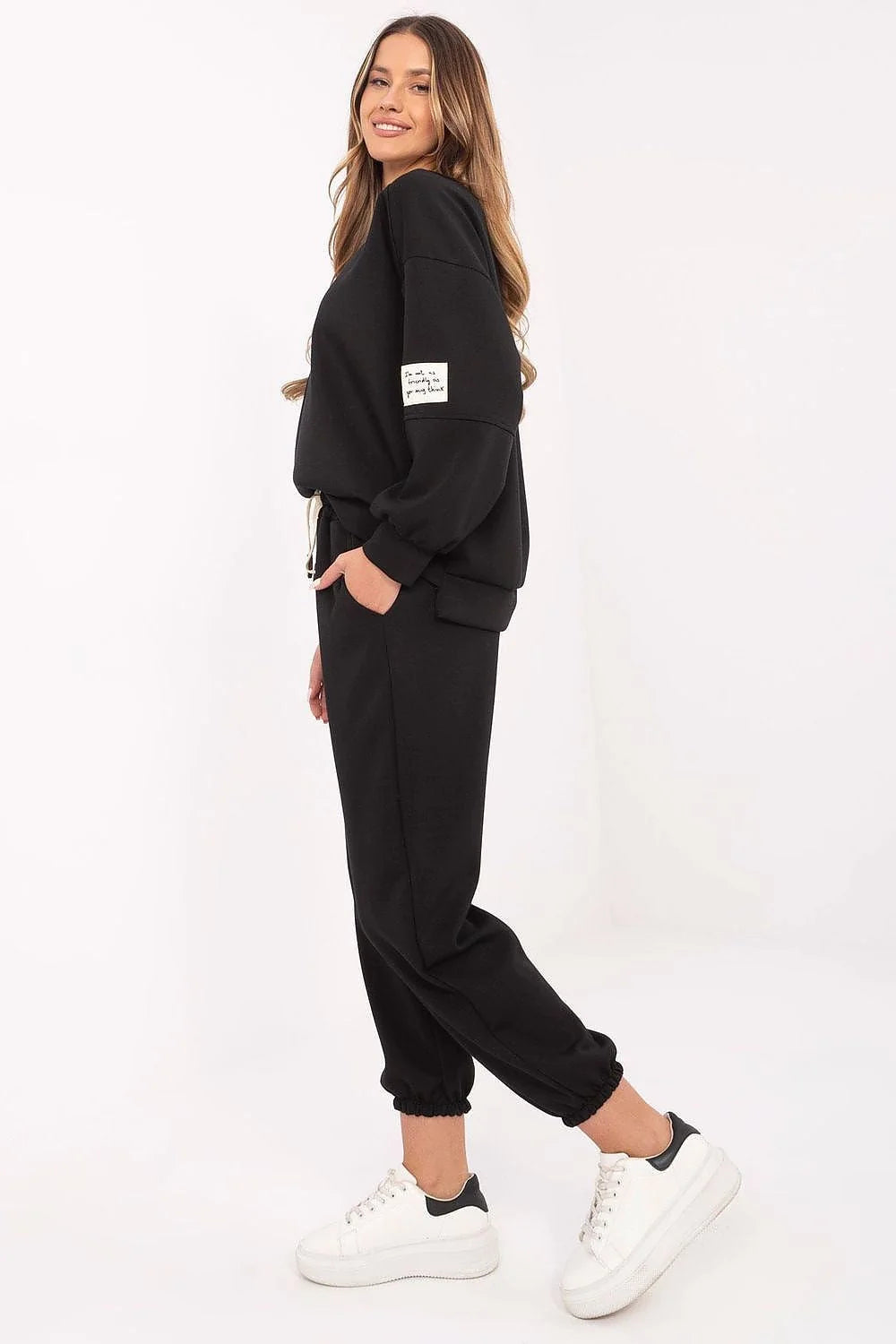 Ensemble de survêtement pour femme style Italy Moda confortable et moderne manches longues taille haute pantalon élastiqué