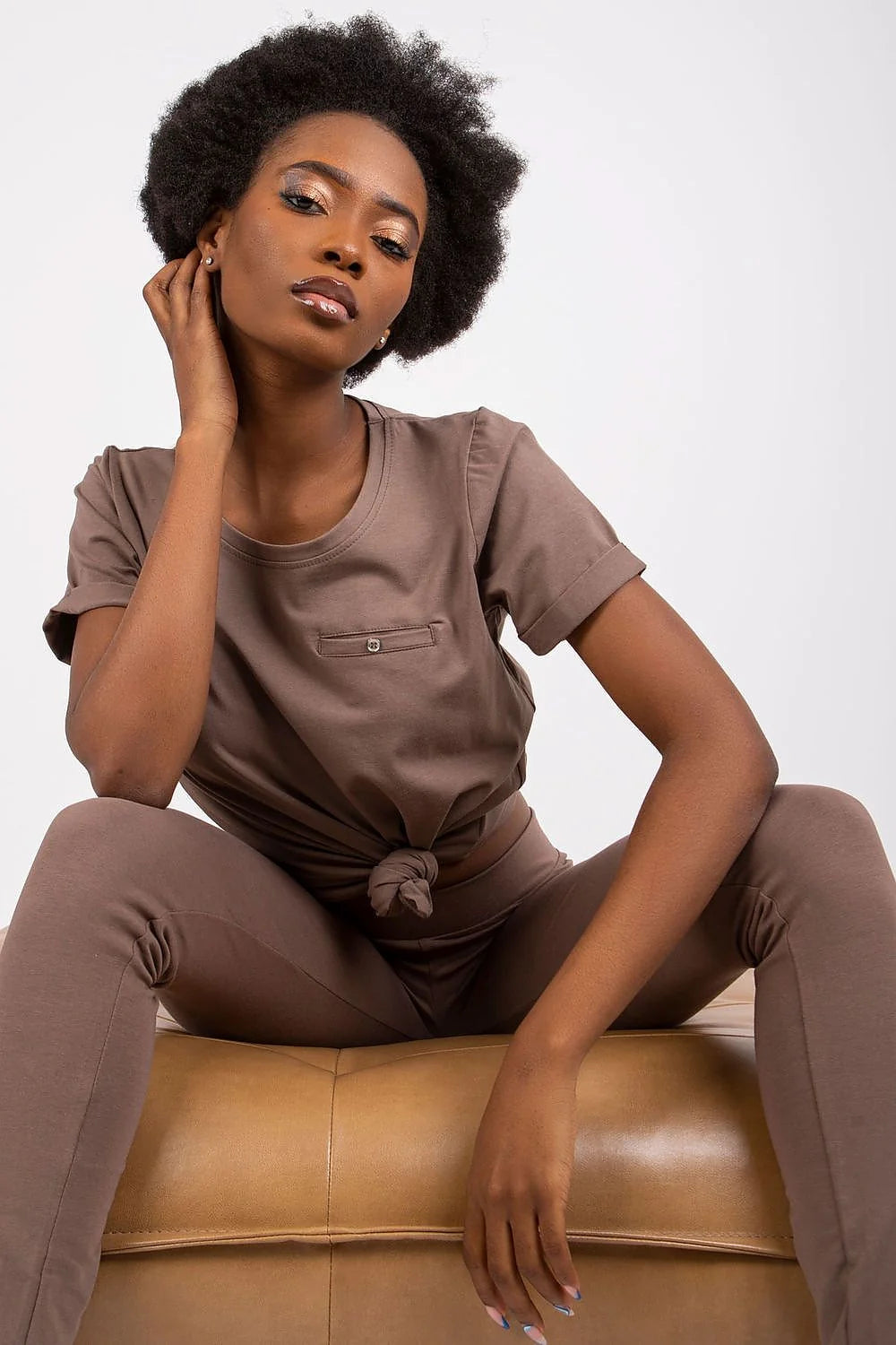 T-shirt pour femme simple et moderne en coton orange vif manches courtes col rond coupe droite confortable occasion quotidienne