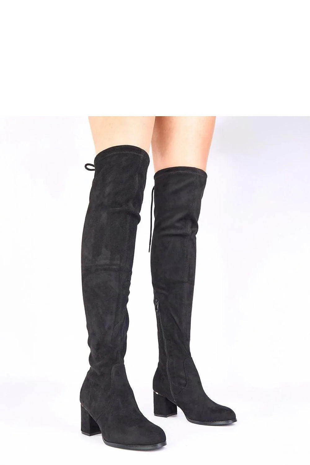 Bottes cuissardes suédine noires élégantes confortables talon bloc moyen tendance femme automne hiver chic