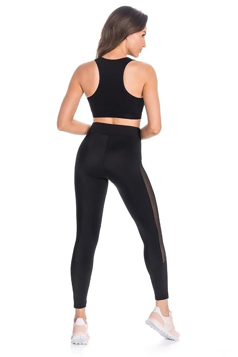 Tenue de sport pour femmes ensemble brassière et legging longues Teyli maille mélangée noire haute performance