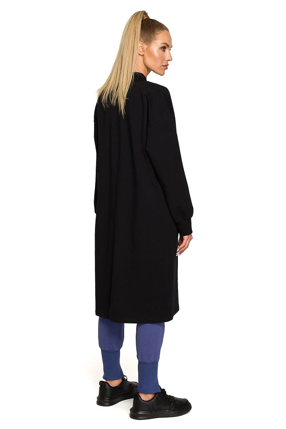 Manteau long pour femmes moderne décontracté coupe ample coton élasthanne beige clair poches latérales fermeture éclair femmes