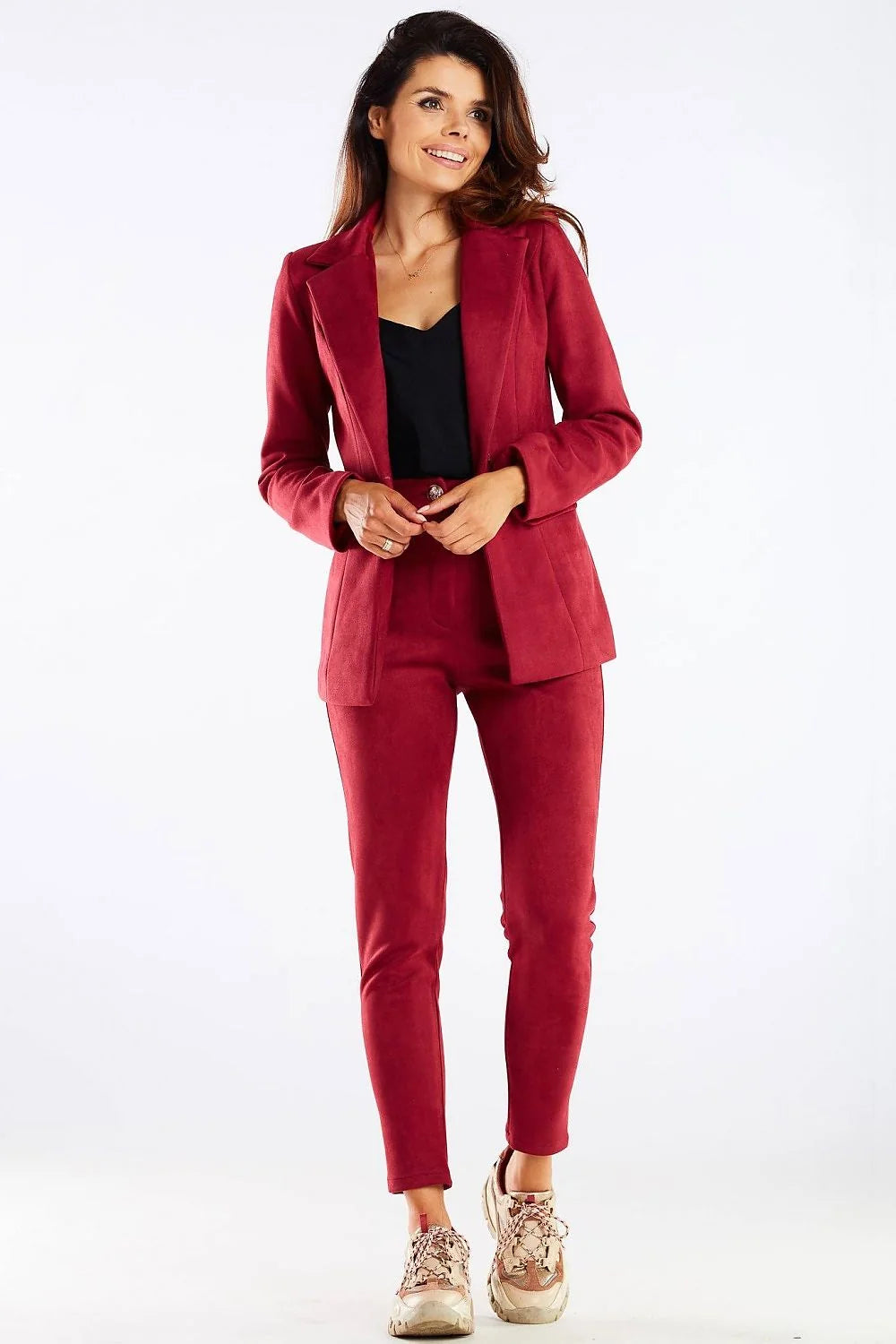 Pantalon cigarette femme taille haute élasthanne noir élégant professionnel pour silhouette moderne et sophistiquée