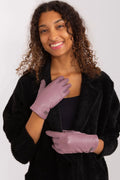 Gants élégants pour femmes en cuir lisse couleur mauve style classique avec détails métalliques poignet retourné ajusté confort isolé hiver automne longue durée
