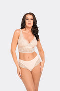 Ensemble Babell lingerie dentelle floral style romantique féminin soutien-gorge bralette culotte taille basse nude