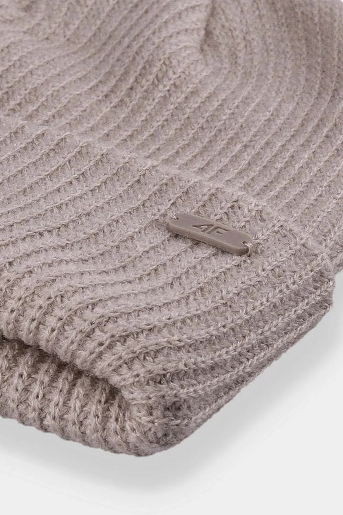 Bonnet d'hiver tricot côtelé pour femmes, style minimaliste moderne, couleur gris, doux et chaud