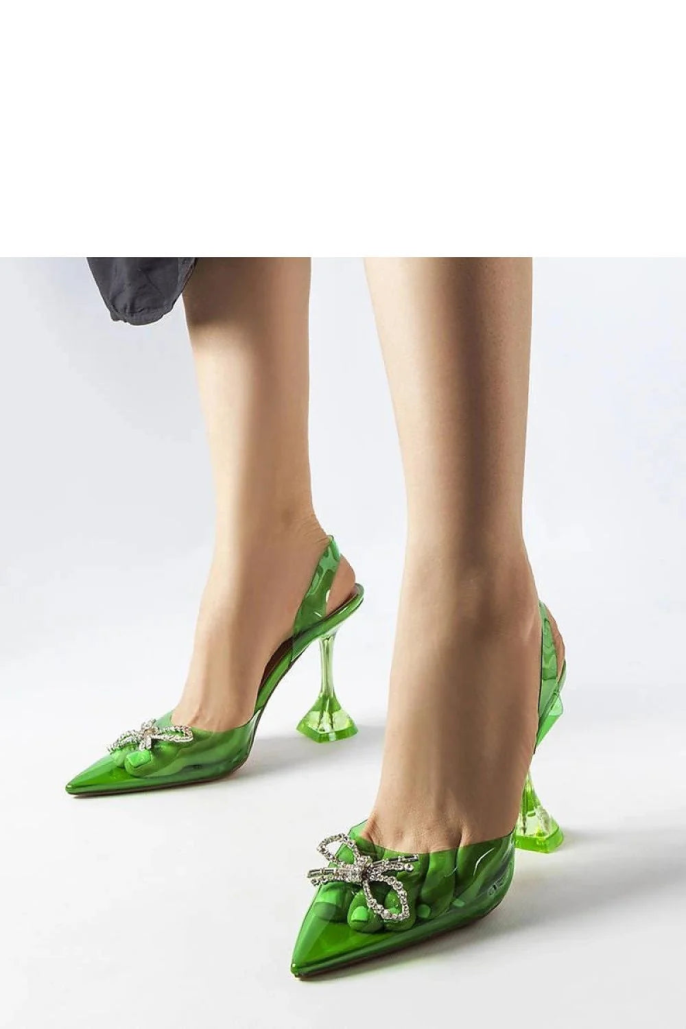 Escarpins à talons hauts transparents verts Solea, design audacieux, strass, été, femmes, mode,élégance, confort, durabilité