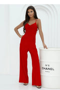 Combinaison élégante pour femme moderne coupe ajustée bretelles fines couleur rouge vif polyester soie occasions spéciales taille ajustable