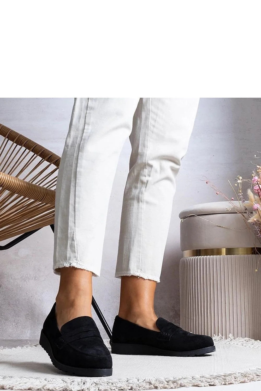 Mocassins femme classiques en daim suède noir confortables et élégants, chaussures basses Souples et polyvalentes pour printemps-été