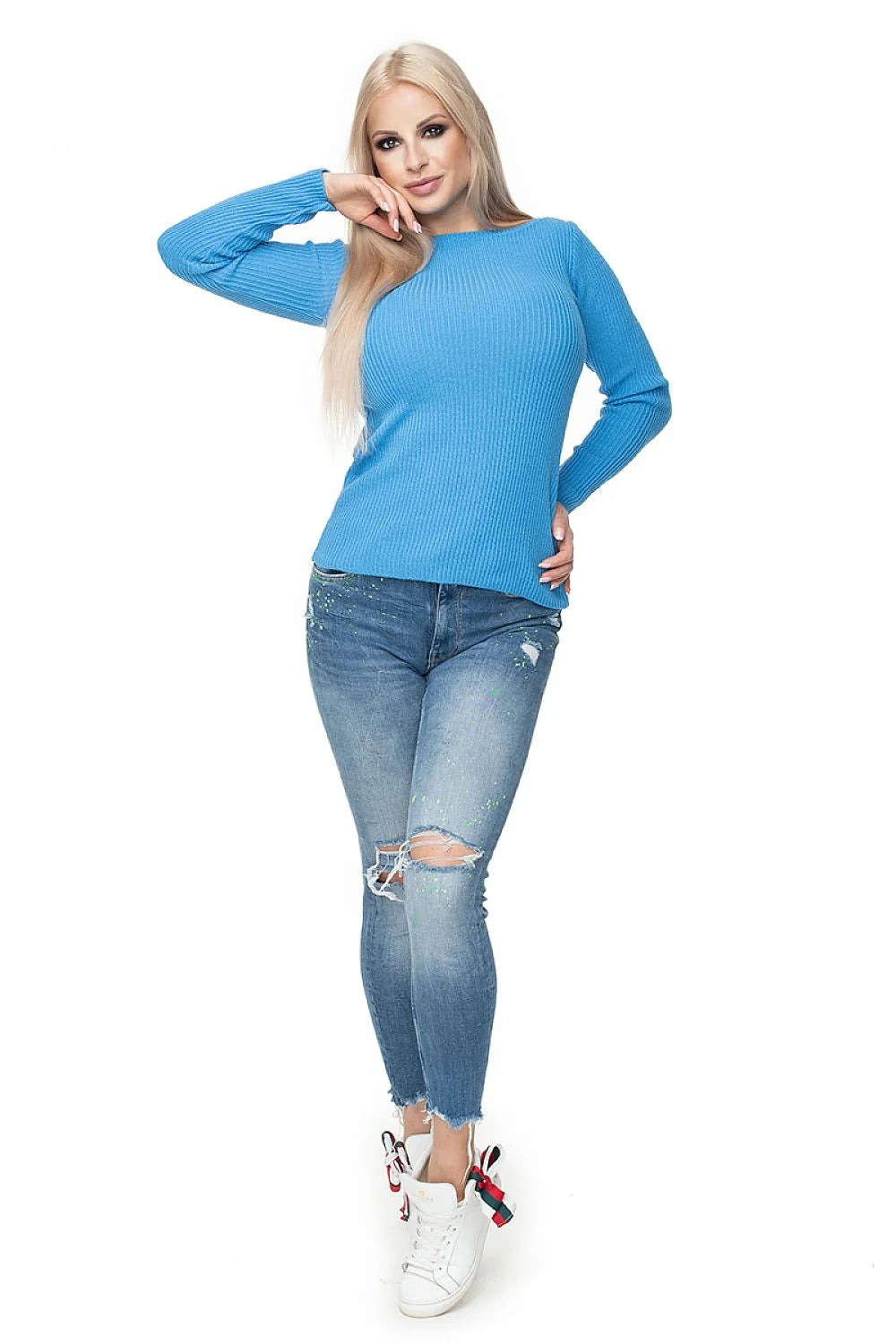 Pull Femme Chandail Pee Ka Boo Rouge Vif Côtelé Encolure Bateau Manches Longues Coupe Près du Corps Matière Douce Confort Élégance Mode