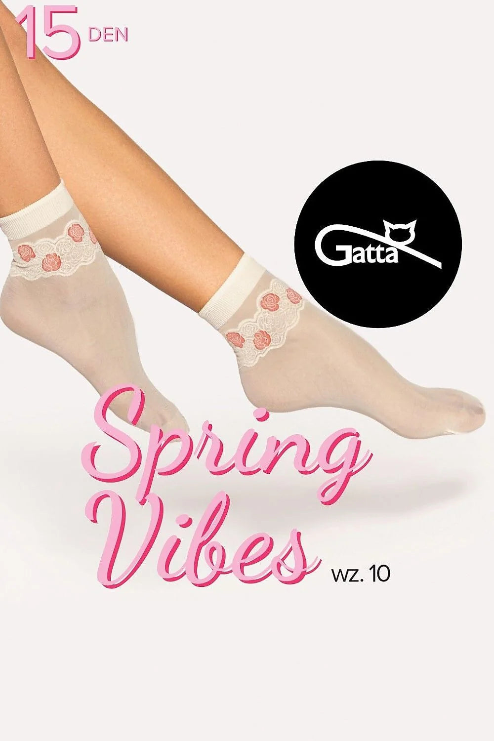 Chaussettes Gatta hautes élégantes en 15 DEN dentelle motifs floraux beige blanc maintien confortable femmes