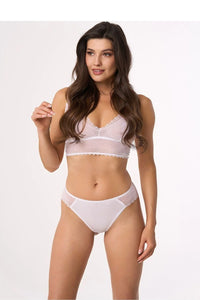 Ensemble de lingerie féminine élégant dentelle blanche sans armature haut brassière culotte classique doux confort femme