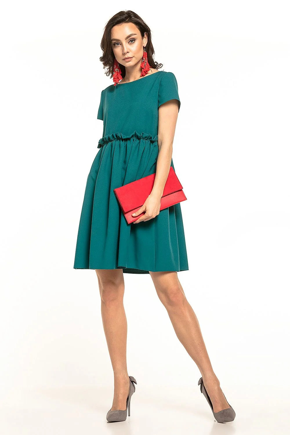Robe légère en coton bleu clair chic manches courtes idéale pour occasions spéciales femmes élégantes