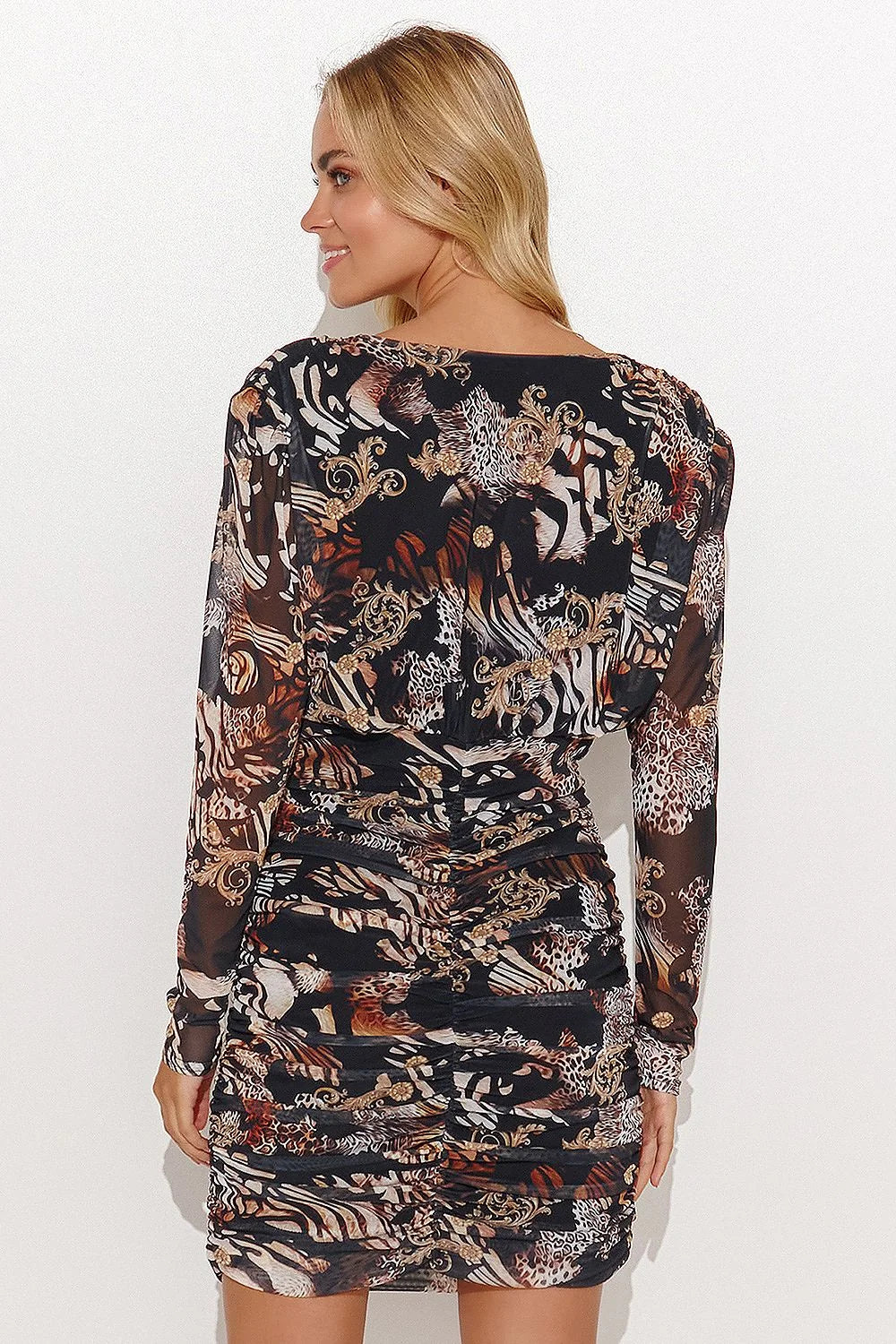 Robe de jour Makadamia pour femmes en maille légère avec motif floral et manches longues
