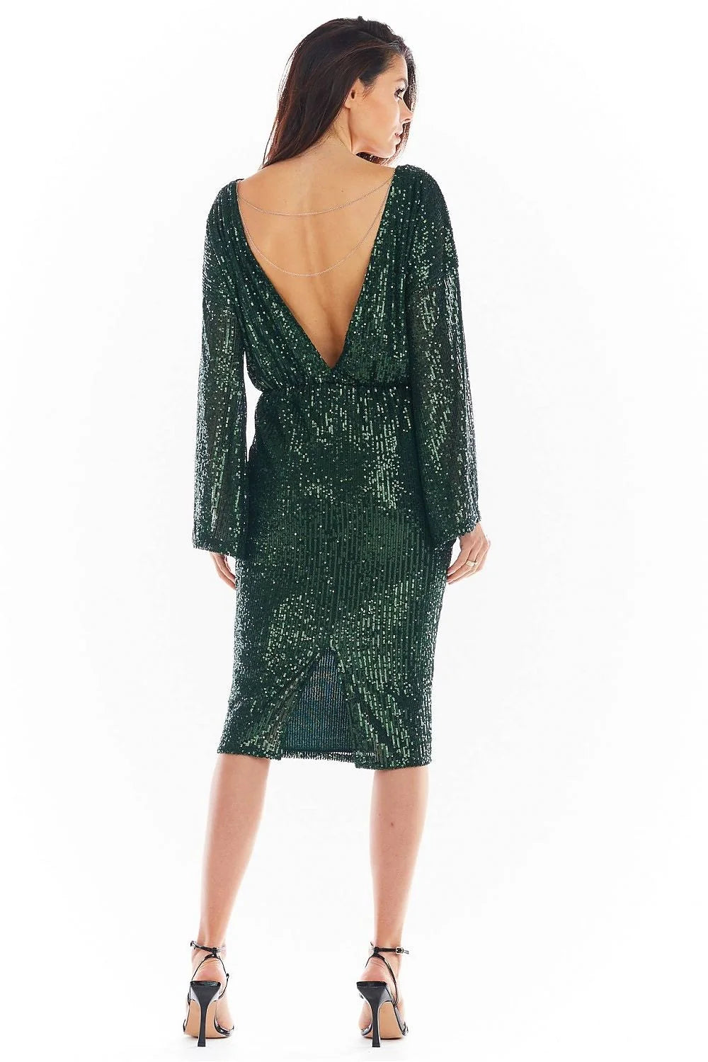 Robe élégante noire paillettes manches longues soirée glamour pour femme tendance cocktail soirée spéciale