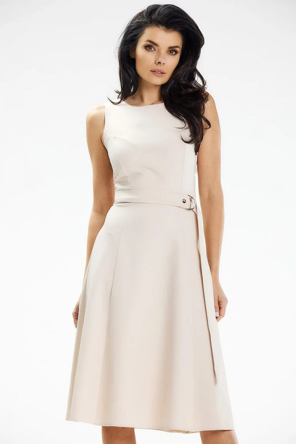 Robe élégante jour awama sans bretelles encolure bateau ceinture argent taille ajustable polyester elasthanne femmes