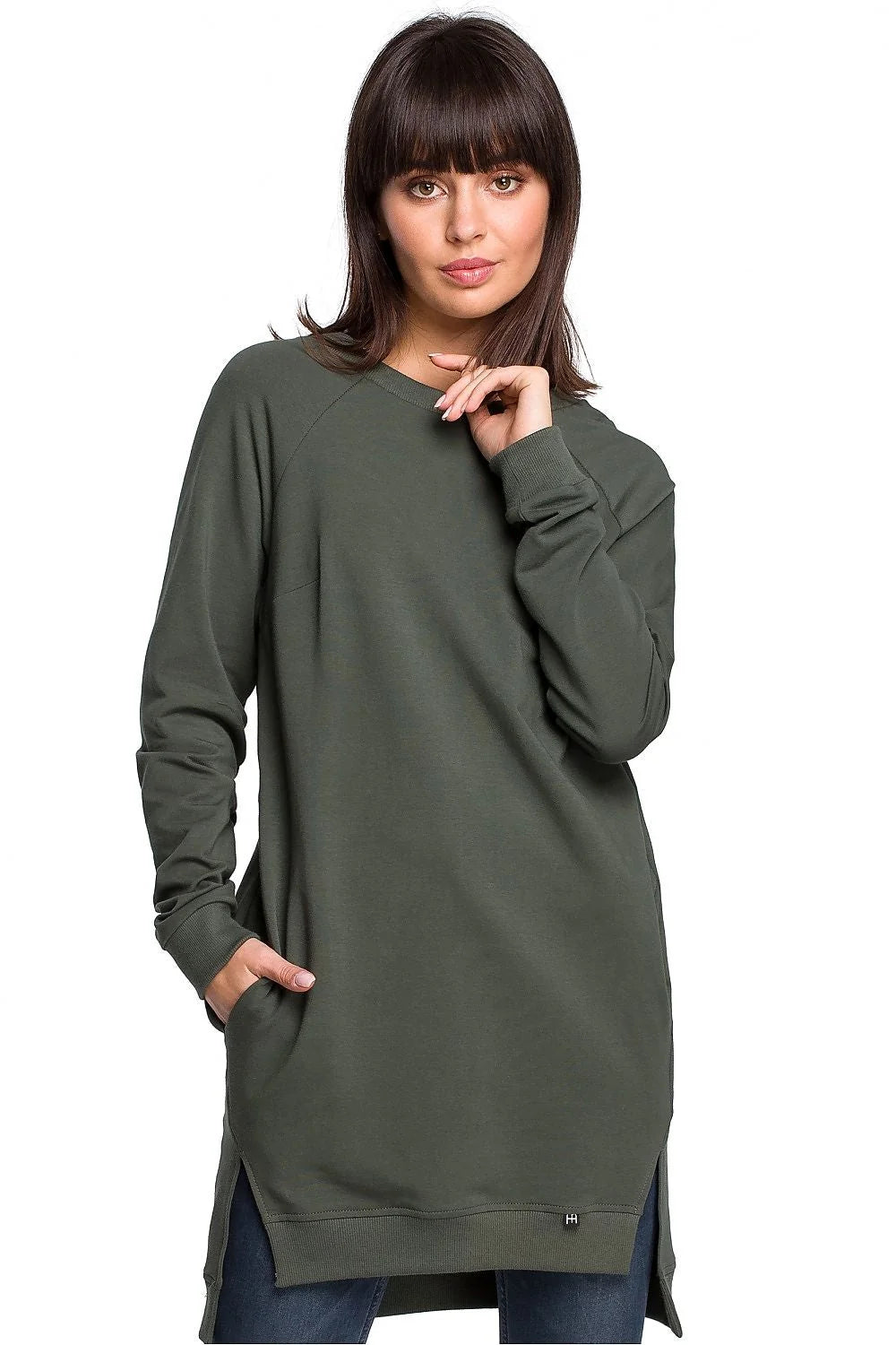 Sweat-shirt femme coton casual ample marron camel confortable manches longues style décontracté mode élégante