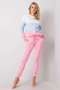 Ensemble de loungewear femme deux pièces sweat-shirt manches longues pantalon jogging élastique rose blanc bleu