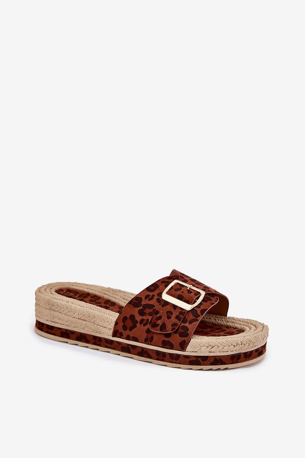 sandales femme mule plateforme tressée suédine écofriendly léopard marron beige bride large boucle dorée semelle coussinée antidérapante bohème chic estivale