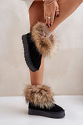 Bottes de neige pour femmes en cuir suédé fourrure plateforme design moderne élégant style hivernal confortable