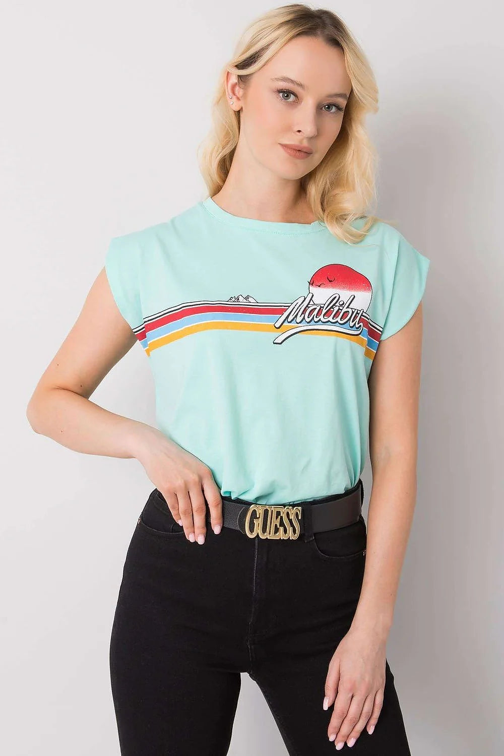 Tshirt Fancy femme noir coton jersey léger doux respirant coupe ample boxy manches courtes tombantes encolure ronde imprimé