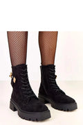 bottines femme montantes cuir suédé écologique noir rockchic laçage zip latéral pompon doré ourson isolation thermique talon55mm semellecrantée caoutchouc confortable