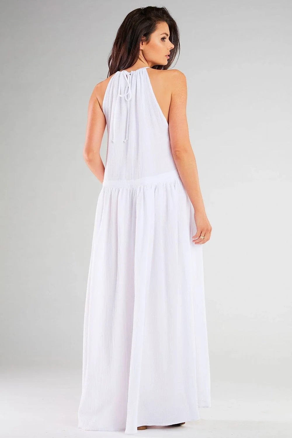 Robe de jour Infinite You style élégant fluide sans manches encolure halter coton lycra Made in Poland