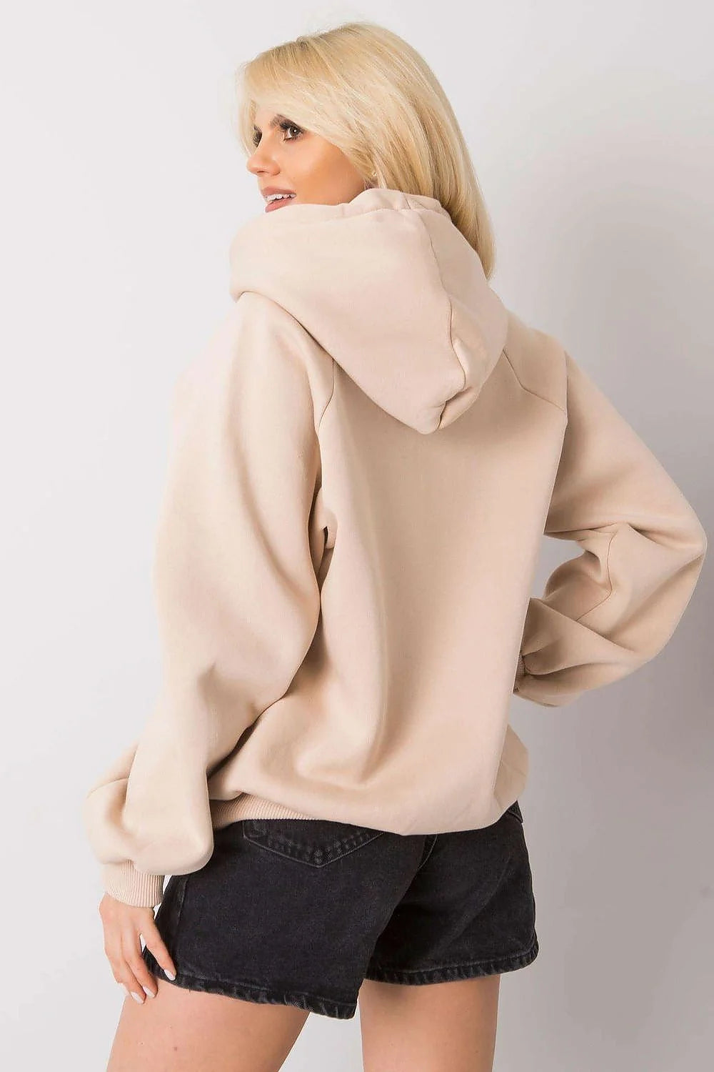 Sweatshirt à capuche pour femme design moderne décontracté marron avec inscription LOVE EVERYTHING coton polyester manches longues ample