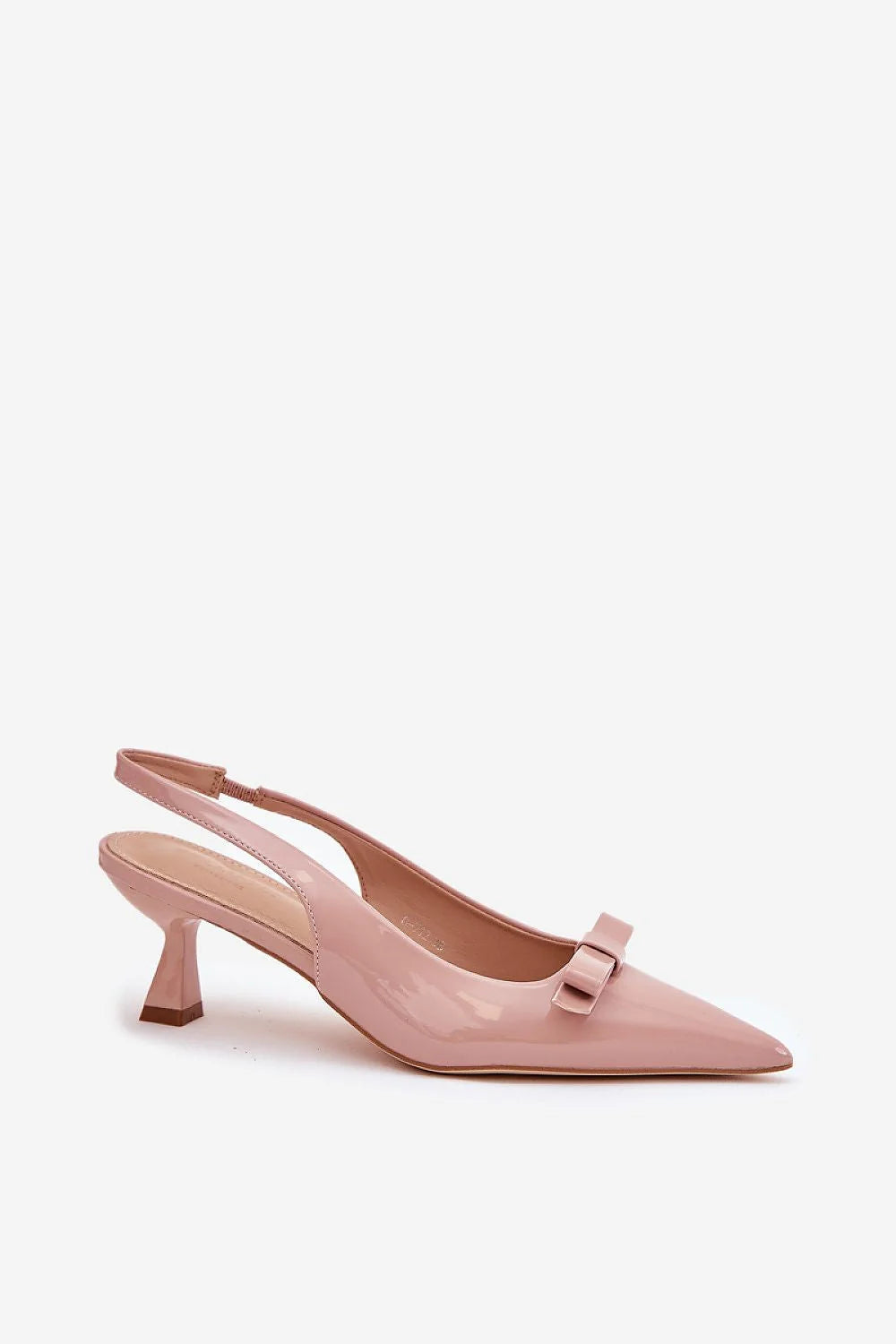 Sandales à talons slingback élégantes femmes design moderne talon bas bout pointu nœud délicat cuir artificiel nude rosé