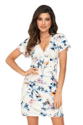 Chemise de nuit Donna floral élégante confortable en viscose manches amples encolure V dentelle femme été
