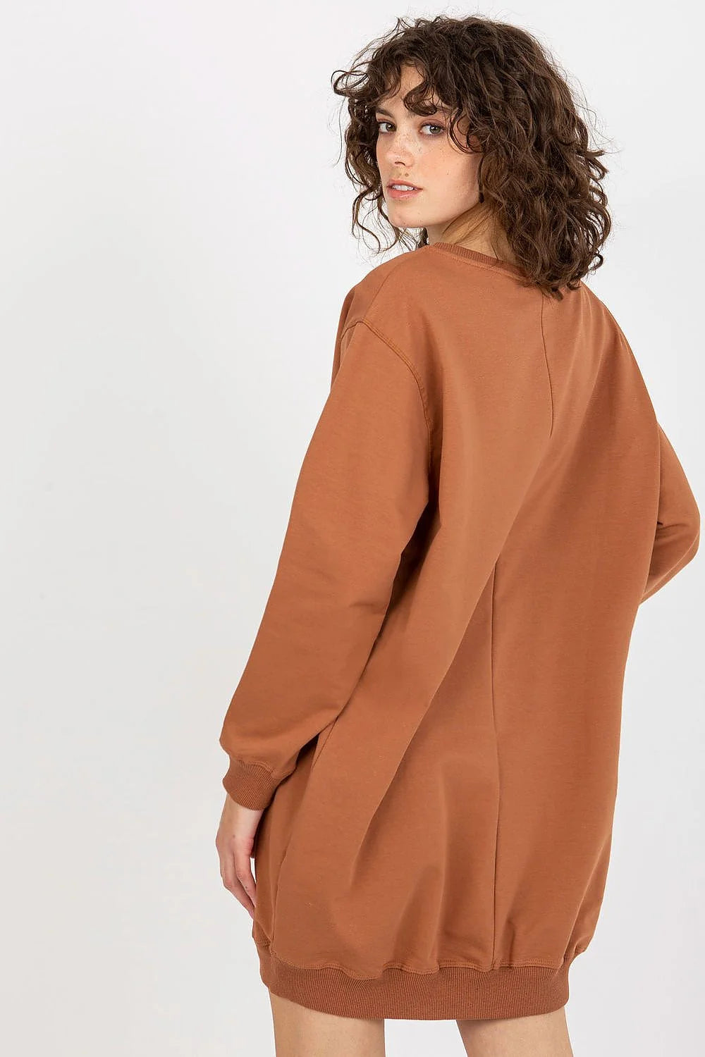 Sweatshirt oversize pour femme, style décontracté, motif New York Statue de la Liberté, couleur marron terre, manches longues, encolure ronde, finitions côtelées