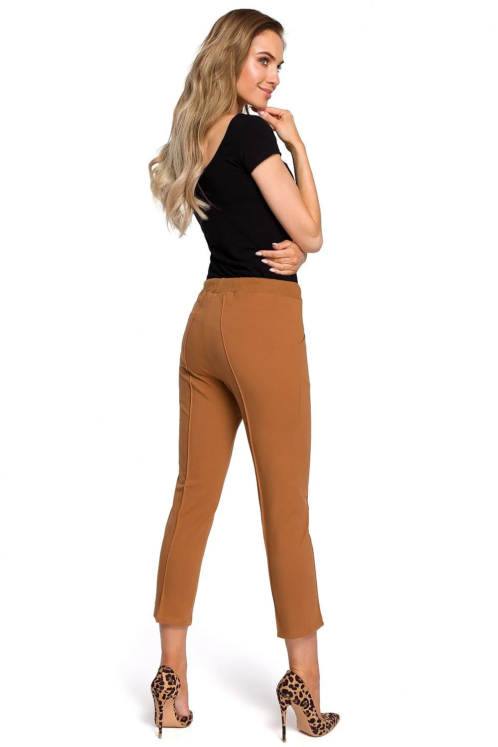 Pantalon femme coton élasthanne décontracté noir élégant confort quotidien mode féminine jogging chic