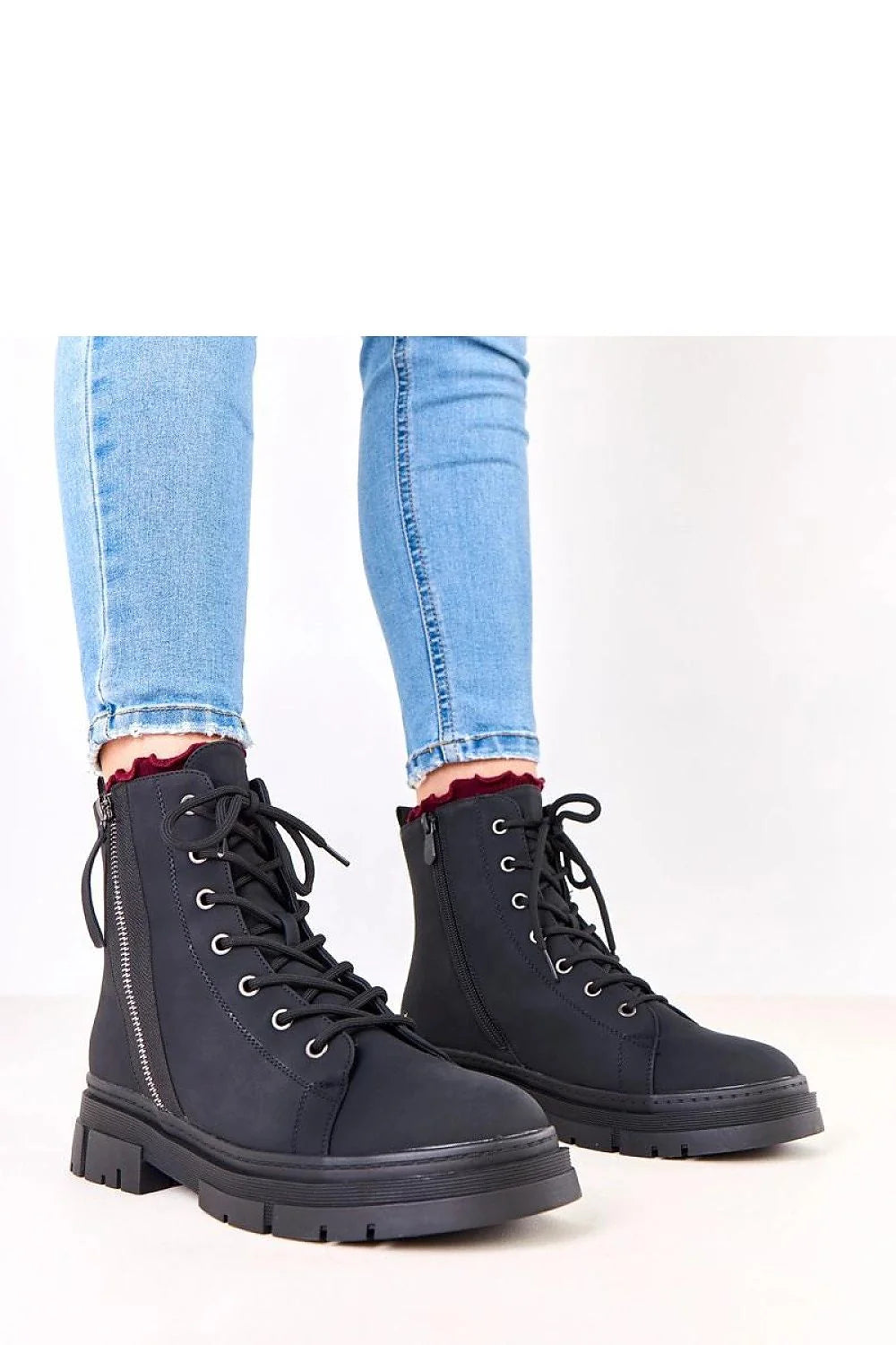 bottines montantes trappeur femme lacets zip latéral argenté noir mat cuir écologique texturé semelle plateforme crantée talon 4cm