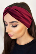 bandeau IVON velour turban noeud central bordeaux femme doux confortable sophistiqué élégant bohème chic large couvrant torsadé texturé
