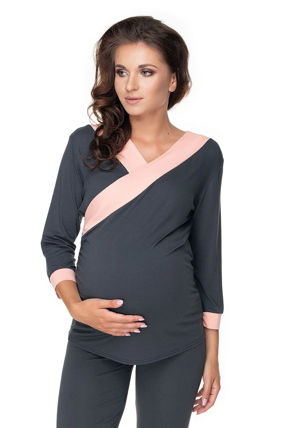 Pyjama de maternité en viscose, élégant et confortable, manches longues, idéal futures mamans élégantes nuit