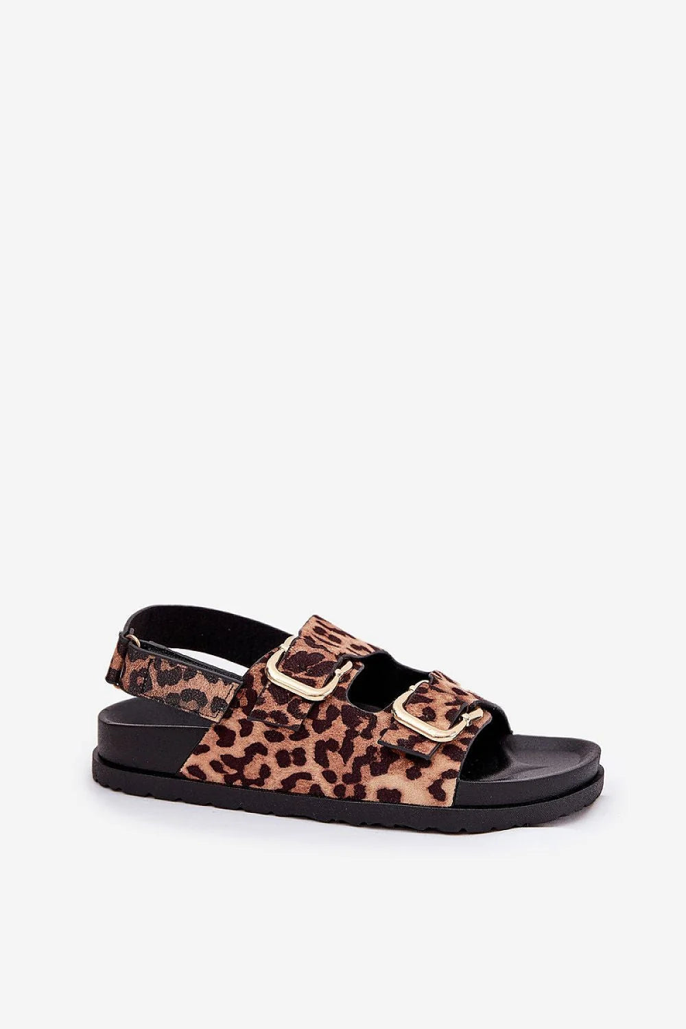 Sandales Step in style en cuir suédé imprimé léopard, doré, plateforme 3 cm, confortable, style moderne, femmes, été, soirées