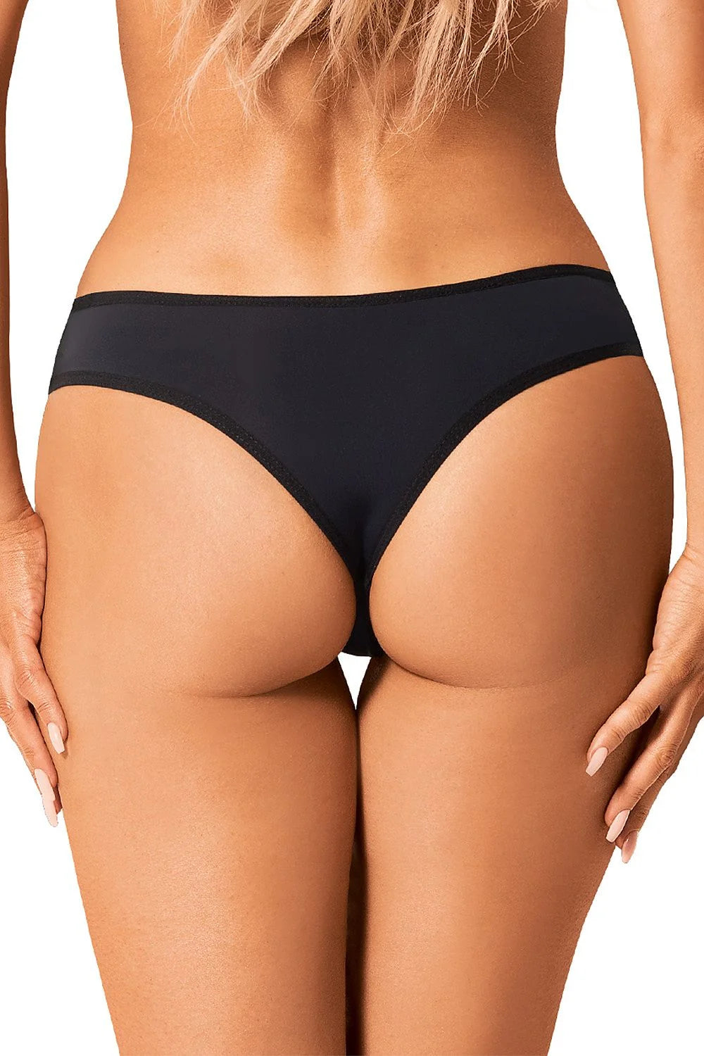 String dentelle noire floral échancré hanches taille basse confort polyamide elasthanne femme