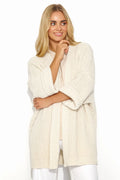 Cardigan Makadamia féminin sans boutons ample style décontracté couleur ivoire matelassé manches larges polyvalent