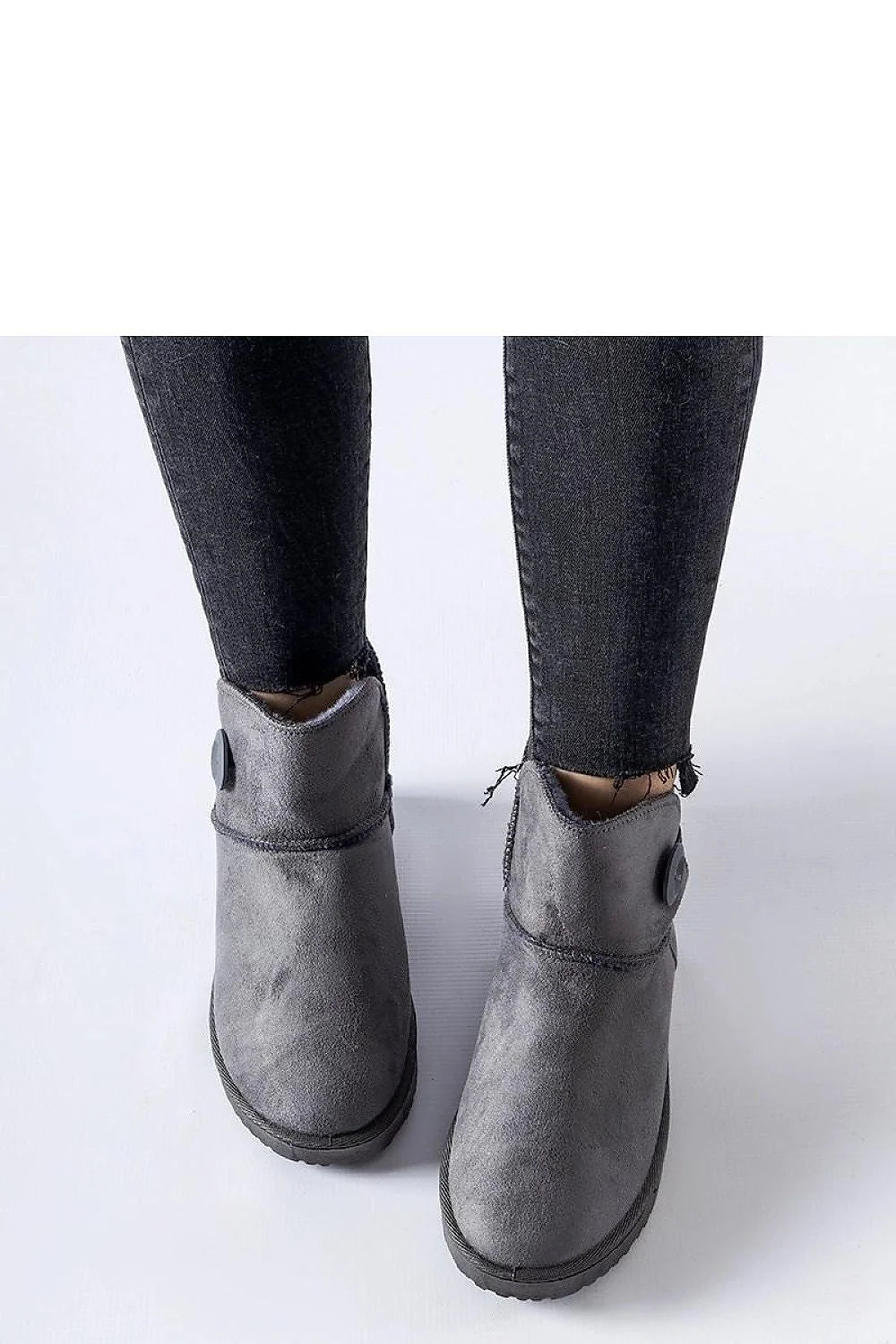 bottes neige Solea grises mi mollet moderne chic suédé synthétique caoutchouc semelle antidérapante doublure chaude bouton décoratif coutures apparentes confortable