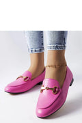 Moccasins Solea femmes cuir écolo rose vif style audacieux ornement métal doré tige basse confortable occasion décontractée élégante