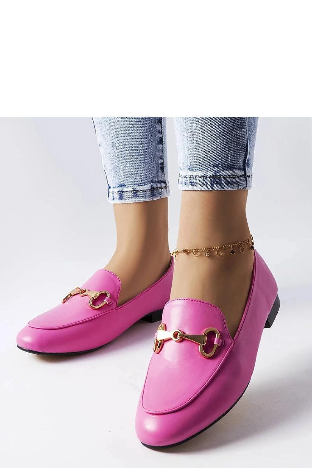 Moccasins Solea femmes cuir écolo rose vif style audacieux ornement métal doré tige basse confortable occasion décontractée élégante