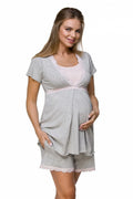 Pyjama maternité coton dentelle élégant confort grossesse deux pièces style romantique futures mamans