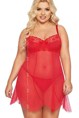 Ensemble de lingerie sexy NUISIBLE et string assorti dentelle rouge transparent coupe fluide pour femme