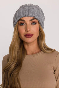 bonnet femme grosse maille tressée torsadé slouchy ample bord roulé côtelé chaud laineux acrylique nylon cosy