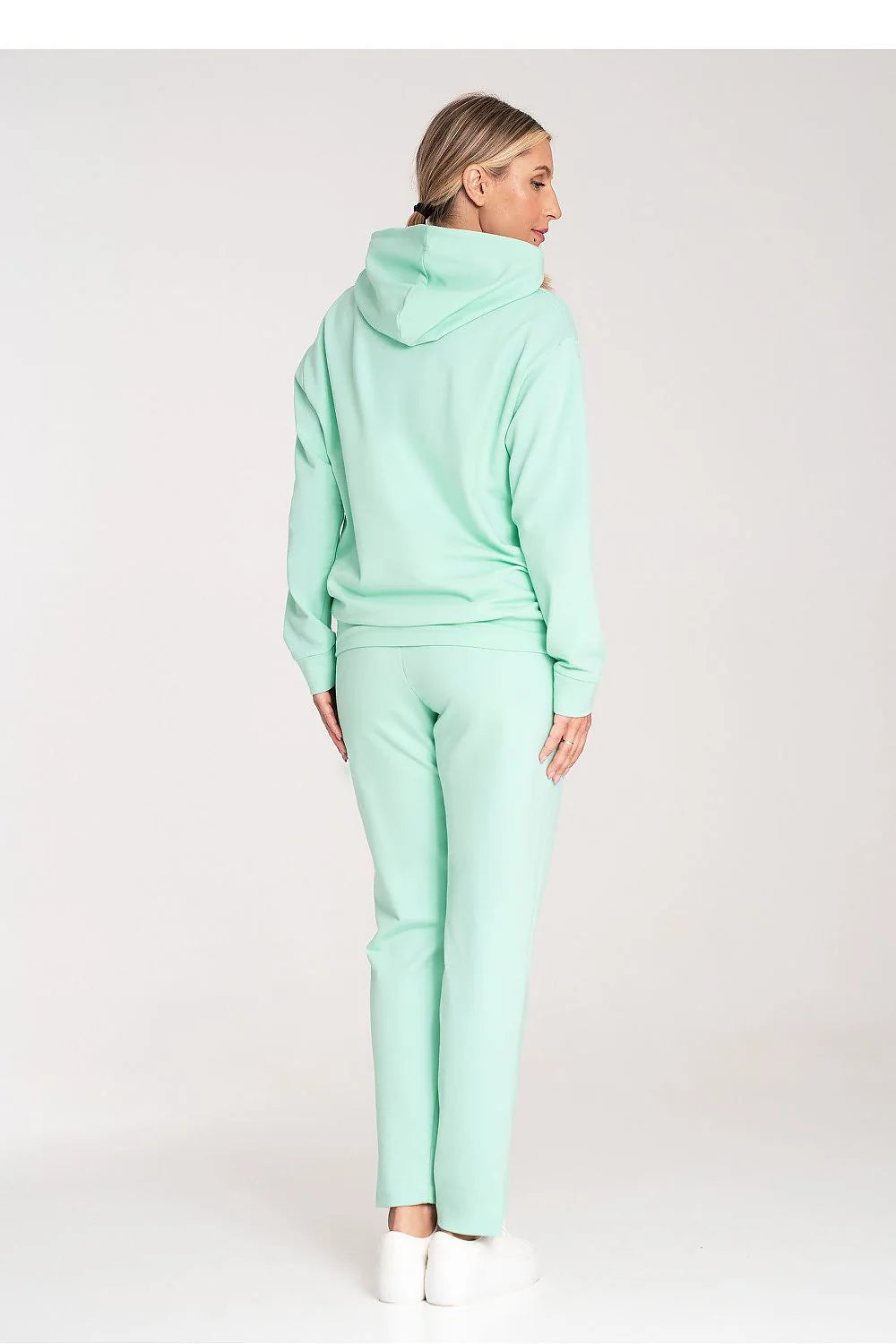 Pantalon survêtement femme en coton élasthanne vert menthe coupe slim ajustée poches latérales ceinture élastique occasion quotidienne décontractée mode été 2023