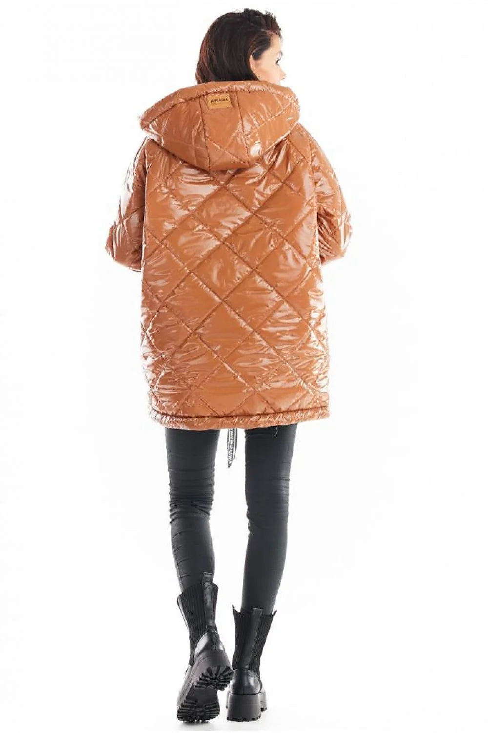 Veste matelassée oversize polyester moderne élégante avec capuche féminine parfaite hiver noir tendance