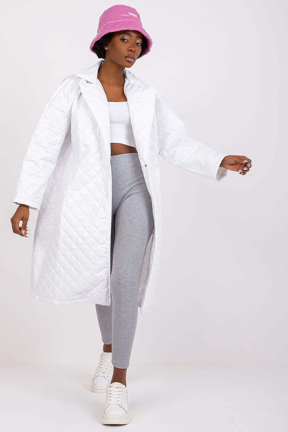 Manteau pour femme style moderne élégant matelassé long manches longues couleur noire polyester 100% S M