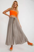 Pantalon femme Och Bella ample coupe fluide ceinture décorative viscose 100% taille élastique mode estivale