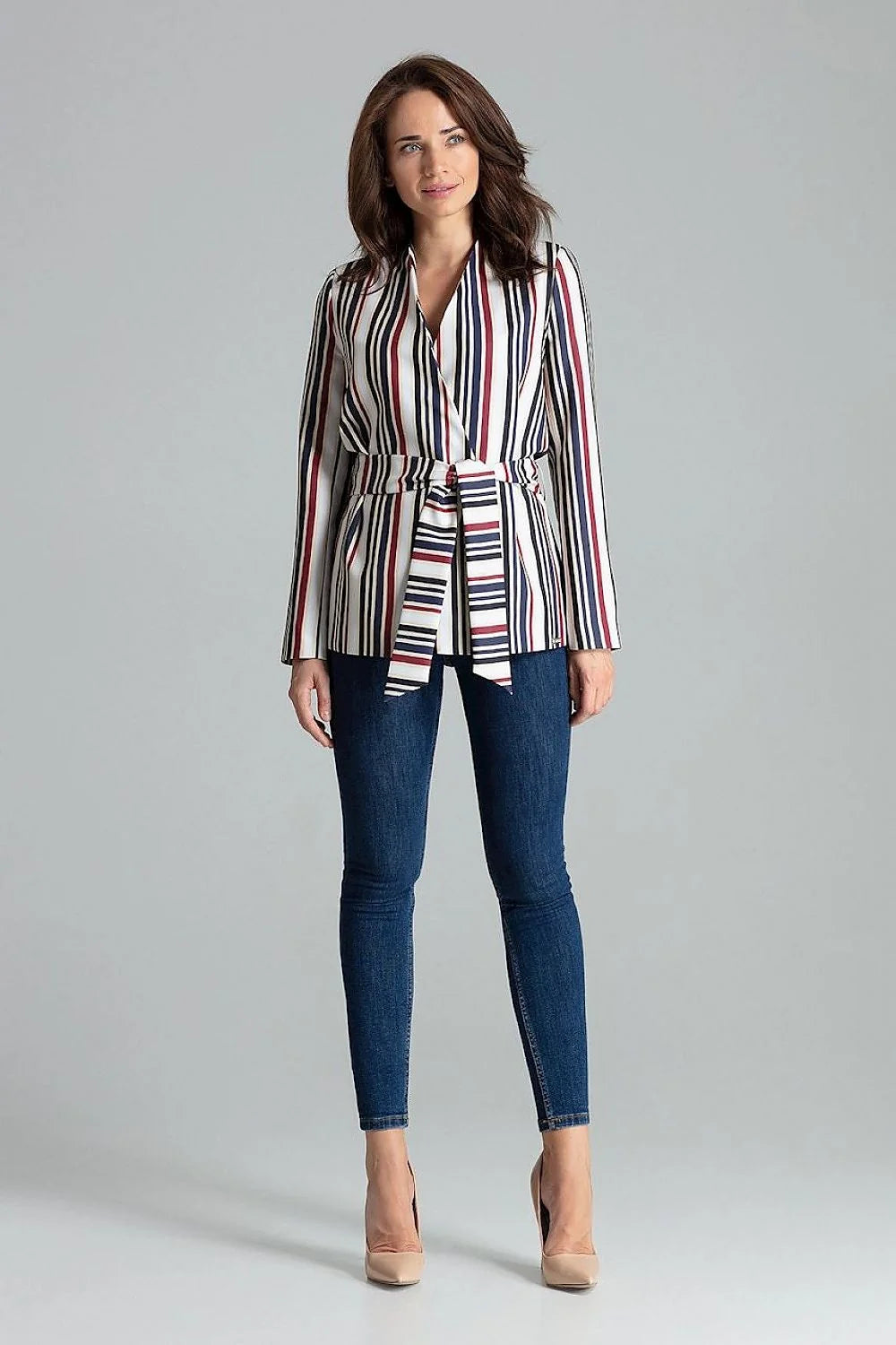 Ensemble tailleur femme polyester beige élégant ceinture ajustable style professionnel moderne pour occasions spéciales